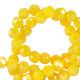 Abalorios de vidrio redondos facetados 4mm - Amarillo soleado-revestimiento pearl shine
